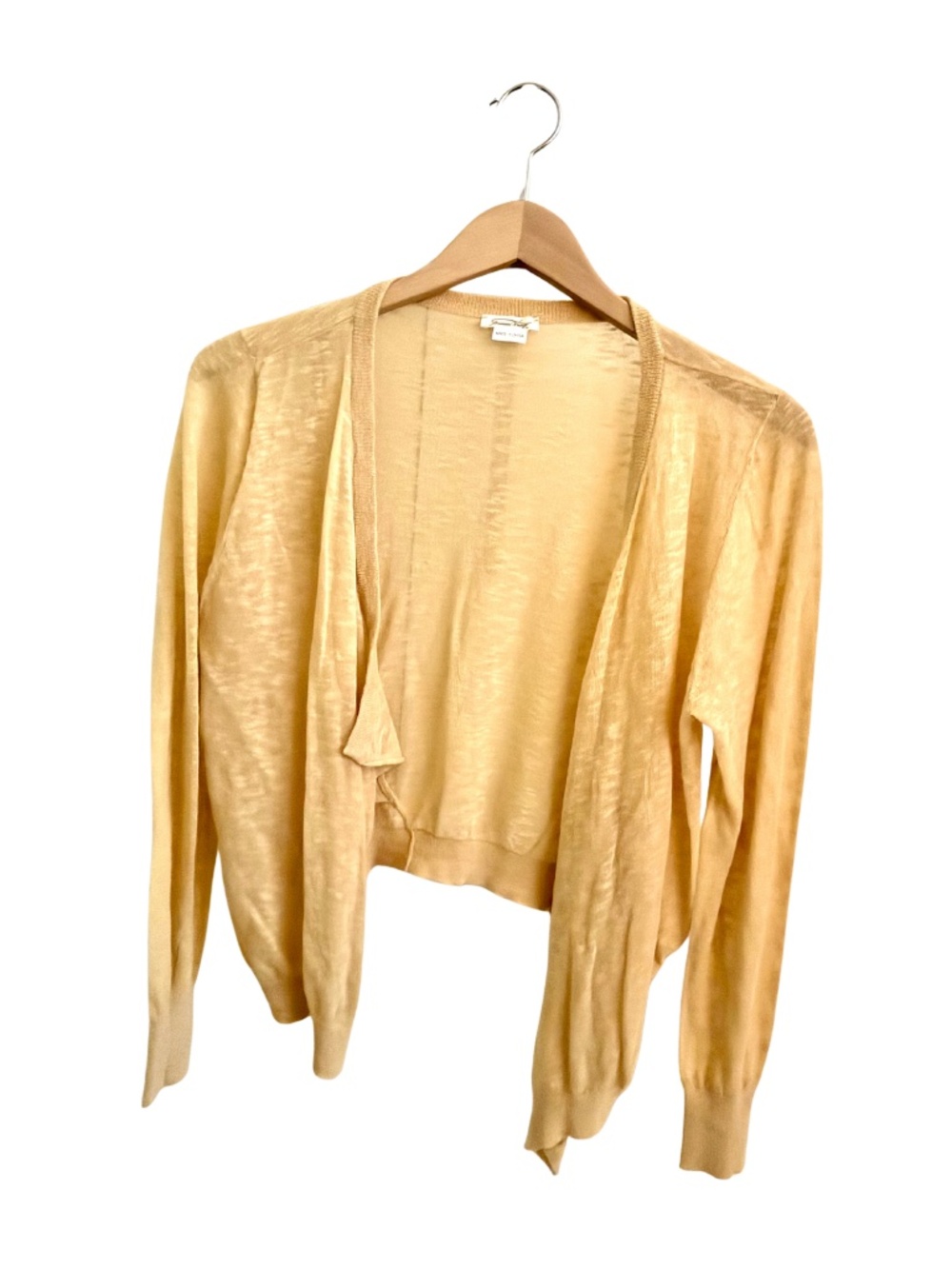 American Vintage Yellow Open Front Cardigan Sweater Size Medium